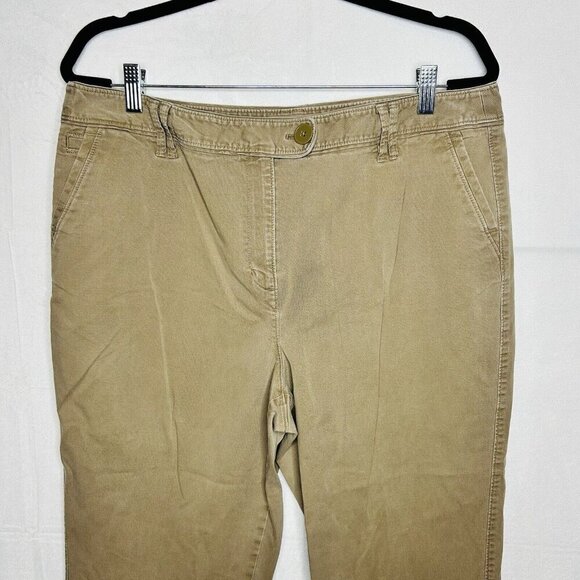Talbots Women's Capri Dark Khaki Chinos Stretch Size 18 (36 x 24.5) High-Rise - Picture 2 of 9